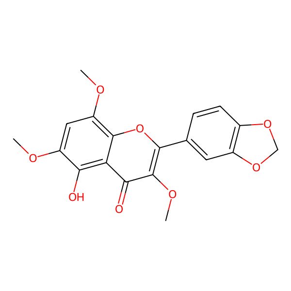 2D Structure of 2-(1,3-Benzodioxol-5-yl)-5-hydroxy-3,6,8-trimethoxychromen-4-one