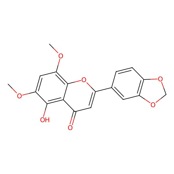 2D Structure of 2-(1,3-Benzodioxol-5-yl)-5-hydroxy-6,8-dimethoxy-4H-1-benzopyran-4-one