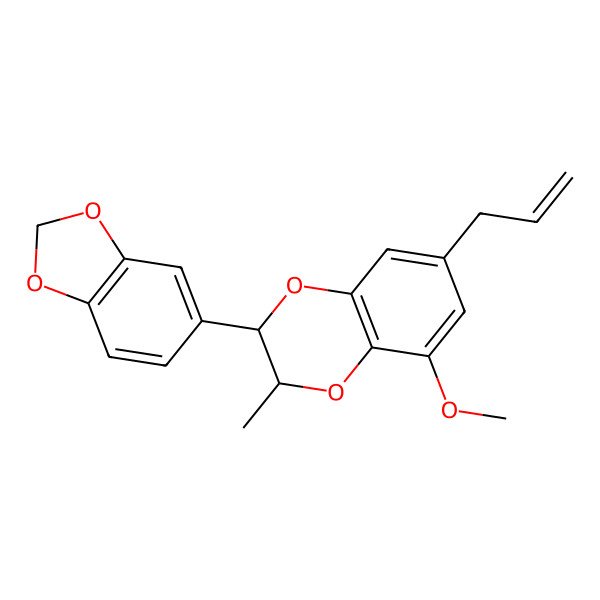 2D Structure of 2-(1,3-Benzodioxol-5-yl)-5-methoxy-3-methyl-7-prop-2-enyl-2,3-dihydro-1,4-benzodioxine