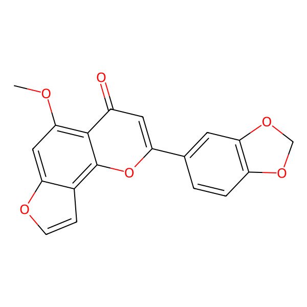 2D Structure of 2-(1,3-Benzodioxol-5-yl)-5-methoxyfuro[2,3-h]chromen-4-one