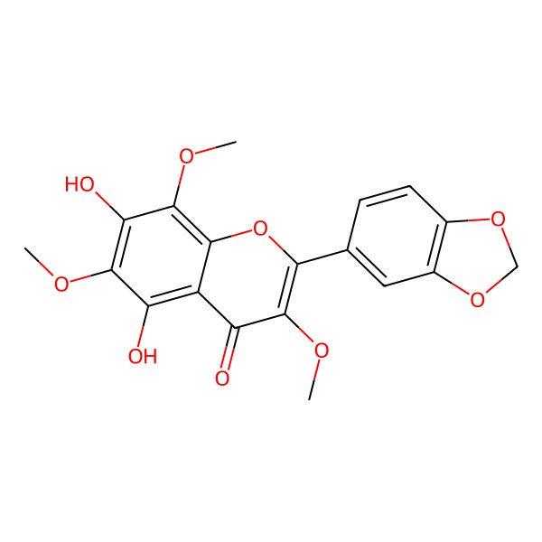 2D Structure of 2-(1,3-Benzodioxol-5-yl)-5,7-dihydroxy-3,6,8-trimethoxychromen-4-one