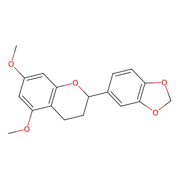 2D Structure of 2-(1,3-benzodioxol-5-yl)-5,7-dimethoxy-3,4-dihydro-2H-chromene