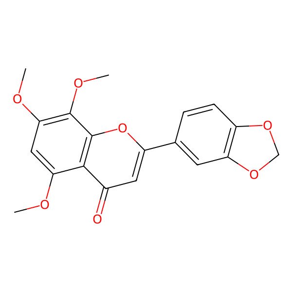 2D Structure of 2-(1,3-Benzodioxol-5-yl)-5,7,8-trimethoxychromen-4-one 2D Structure of 2-(1,3-Benzodioxol-5-yl)-5,7,8-trimethoxychromen-4-one