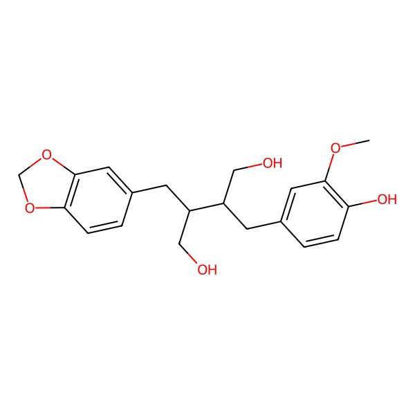 2D Structure of 2-(1,3-Benzodioxol-5-ylmethyl)-3-[(4-hydroxy-3-methoxyphenyl)methyl]butane-1,4-diol