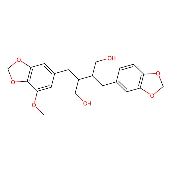 2D Structure of 2-(1,3-Benzodioxol-5-ylmethyl)-3-[(7-methoxy-1,3-benzodioxol-5-yl)methyl]butane-1,4-diol