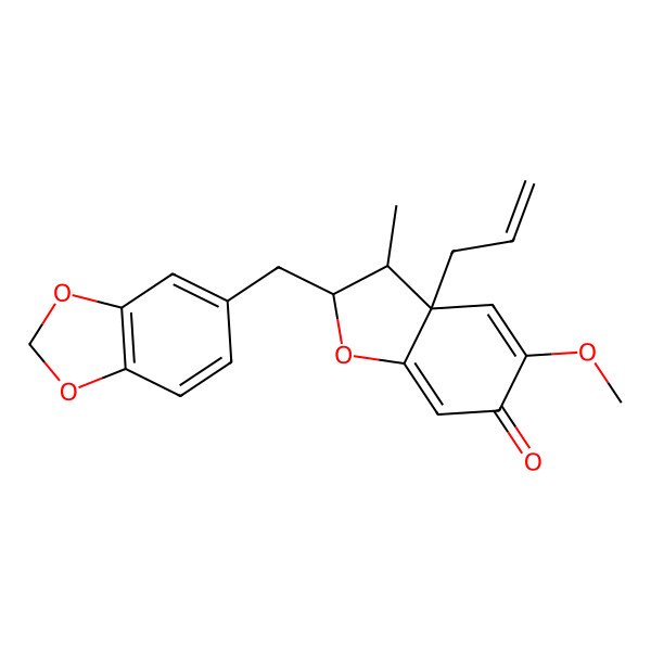 2D Structure of 2-(1,3-Benzodioxol-5-ylmethyl)-5-methoxy-3-methyl-3a-prop-2-enyl-2,3-dihydro-1-benzofuran-6-one