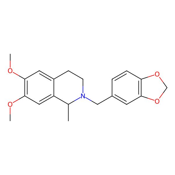 2D Structure of 2-(1,3-benzodioxol-5-ylmethyl)-6,7-dimethoxy-1-methyl-3,4-dihydro-1H-isoquinoline