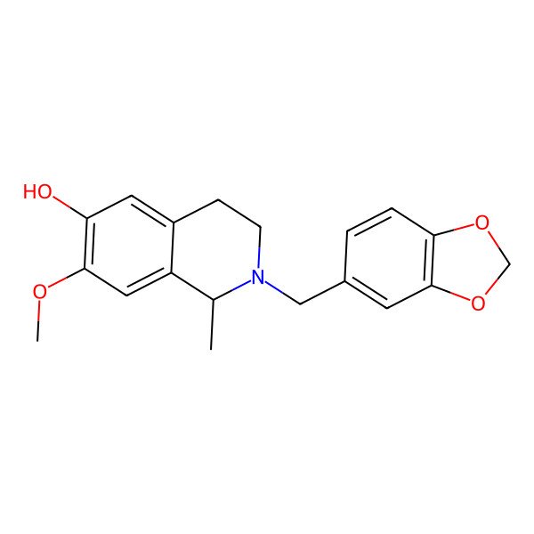 2D Structure of 2-(1,3-benzodioxol-5-ylmethyl)-7-methoxy-1-methyl-3,4-dihydro-1H-isoquinolin-6-ol