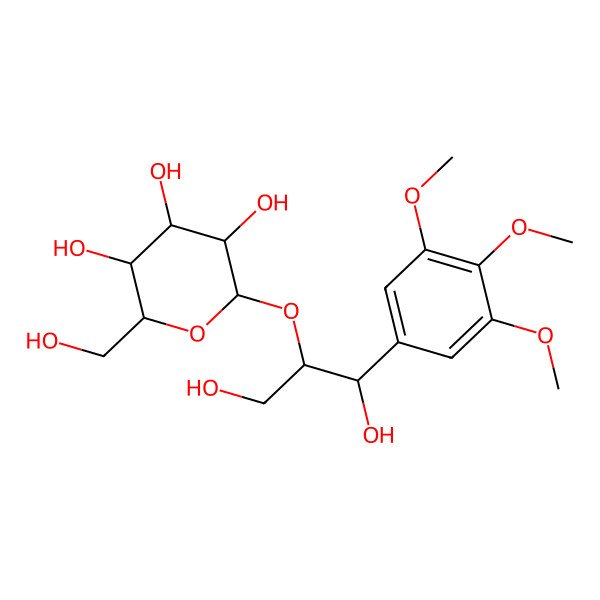 2D Structure of 2-[1,3-Dihydroxy-1-(3,4,5-trimethoxyphenyl)propan-2-yl]oxy-6-(hydroxymethyl)oxane-3,4,5-triol