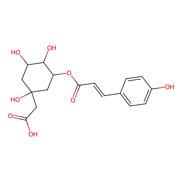 2D Structure of 2-[1,3,4-Trihydroxy-5-[3-(4-hydroxyphenyl)prop-2-enoyloxy]cyclohexyl]acetic acid