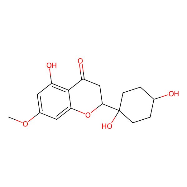 2D Structure of 2-(1,4-Dihydroxycyclohexyl)-5-hydroxy-7-methoxy-2,3-dihydrochromen-4-one 2D Structure of 2-(1,4-Dihydroxycyclohexyl)-5-hydroxy-7-methoxy-2,3-dihydrochromen-4-one