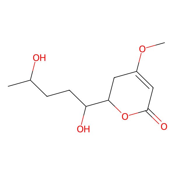 2D Structure of 2-(1,4-Dihydroxypentyl)-4-methoxy-2,3-dihydropyran-6-one