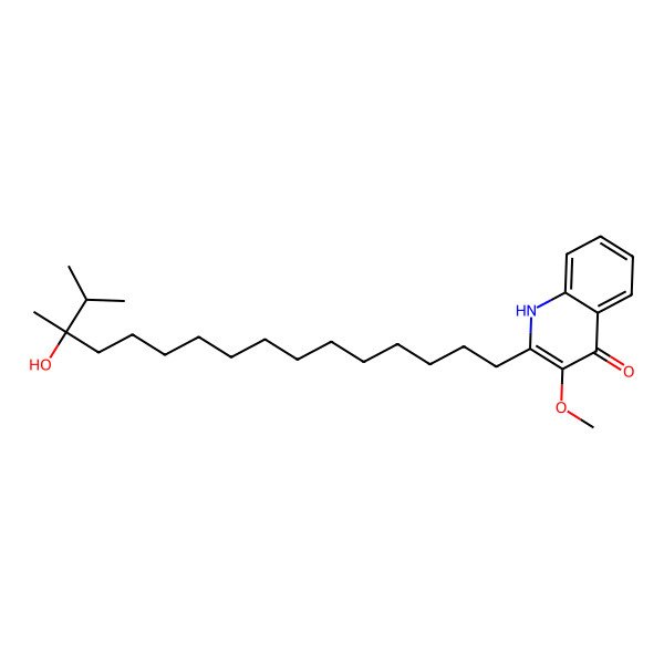 2D Structure of 2-(14-hydroxy-14,15-dimethylhexadecyl)-3-methoxy-1H-quinolin-4-one 2D Structure of 2-(14-hydroxy-14,15-dimethylhexadecyl)-3-methoxy-1H-quinolin-4-one