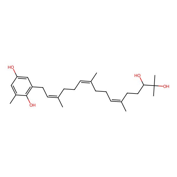2D Structure of 2-(14,15-Dihydroxy-3,7,11,15-tetramethylhexadeca-2,6,10-trienyl)-6-methylbenzene-1,4-diol