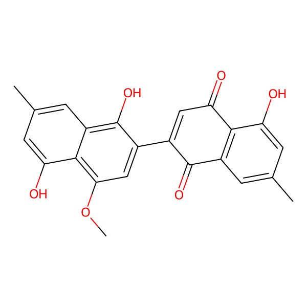 2D Structure of 2-(1,5-Dihydroxy-4-methoxy-7-methylnaphthalen-2-yl)-5-hydroxy-7-methylnaphthalene-1,4-dione