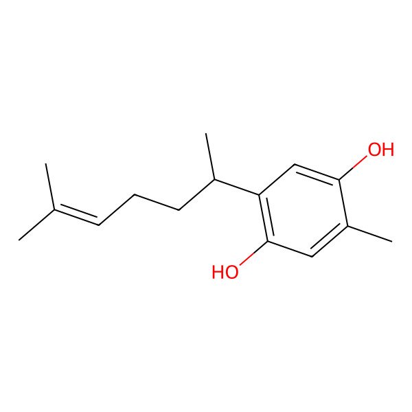 2D Structure of 2-(1,5-Dimethyl-4-hexenyl)-5-methylbenzene-1,4-diol 2D Structure of 2-(1,5-Dimethyl-4-hexenyl)-5-methylbenzene-1,4-diol