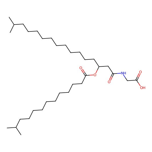 2D Structure of 2-[[15-Methyl-3-(12-methyltridecanoyloxy)hexadecanoyl]amino]acetic acid