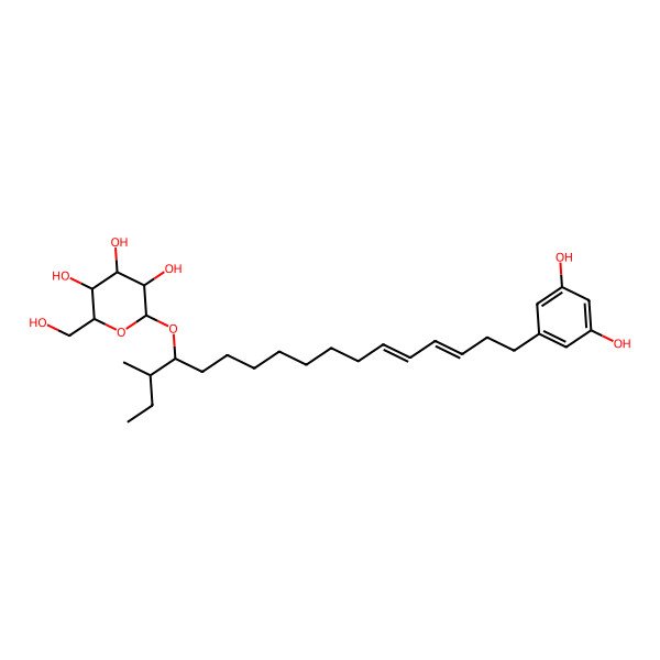 2D Structure of 2-[17-(3,5-Dihydroxyphenyl)-3-methylheptadeca-12,14-dien-4-yl]oxy-6-(hydroxymethyl)oxane-3,4,5-triol