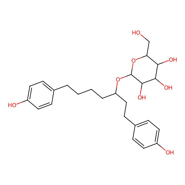 2D Structure of 2-[1,7-Bis(4-hydroxyphenyl)heptan-3-yloxy]-6-(hydroxymethyl)oxane-3,4,5-triol