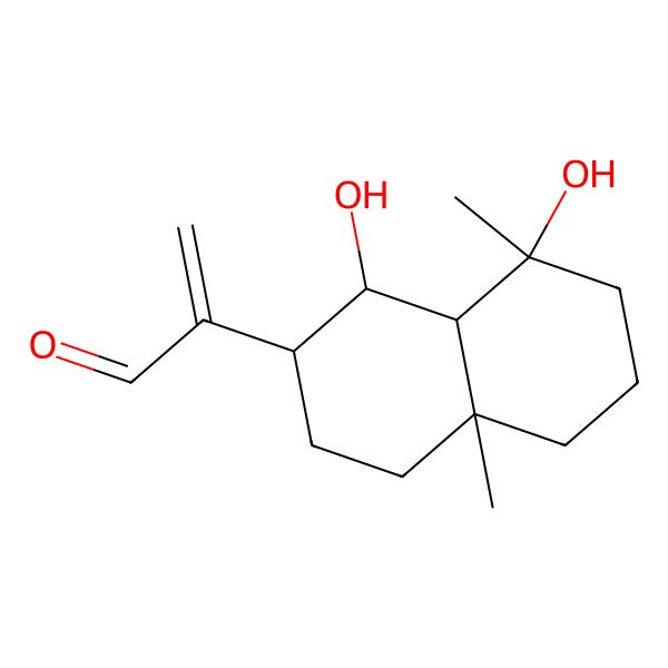 2D Structure of 2-(1,8-Dihydroxy-4a,8-dimethyl-1,2,3,4,5,6,7,8a-octahydronaphthalen-2-yl)prop-2-enal