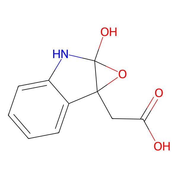 2D Structure of 2-(1a-hydroxy-2H-oxireno[2,3-b]indol-6b-yl)acetic acid