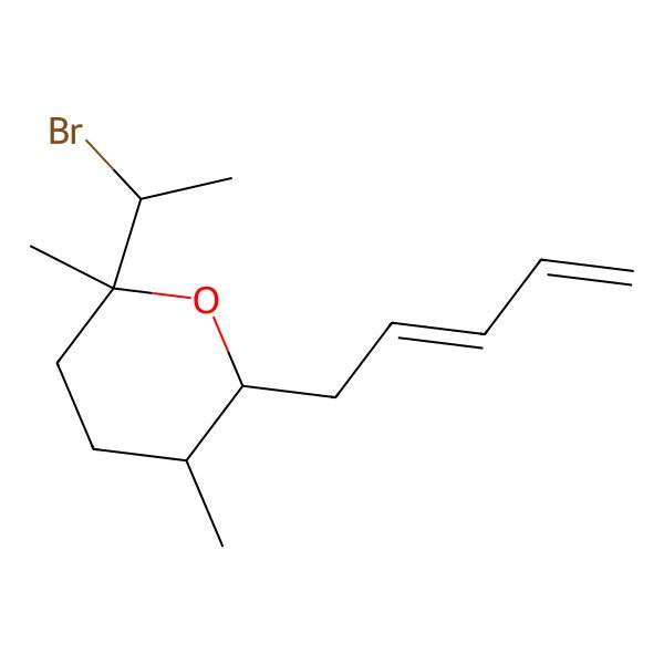 2D Structure of 2-[(1R)-1-bromoethyl]-2,5-dimethyl-6-[(2E)-penta-2,4-dienyl]oxane