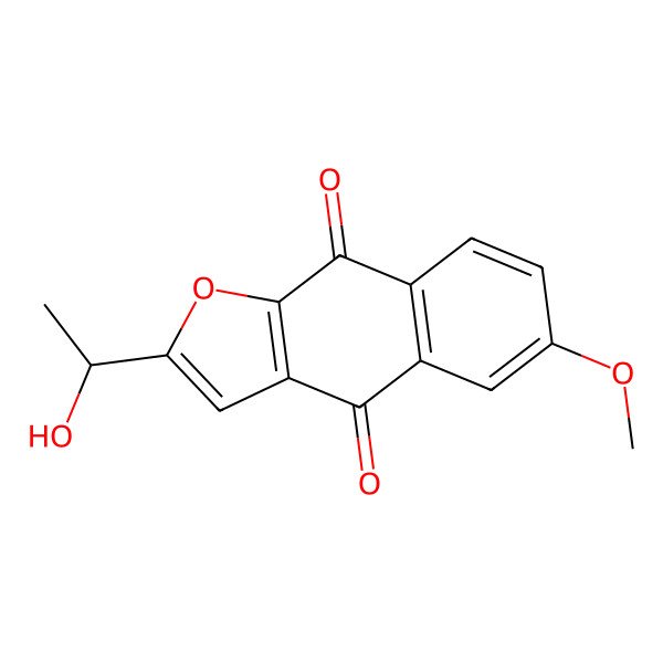 2D Structure of 2-[(1R)-1-hydroxyethyl]-6-methoxybenzo[f][1]benzofuran-4,9-dione