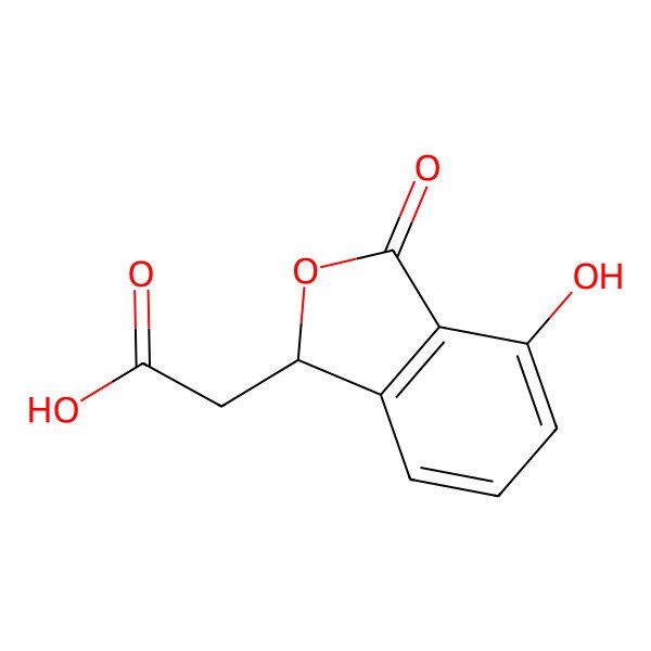 2D Structure of 2-[(1R)-4-hydroxy-3-oxo-1H-2-benzofuran-1-yl]acetic acid