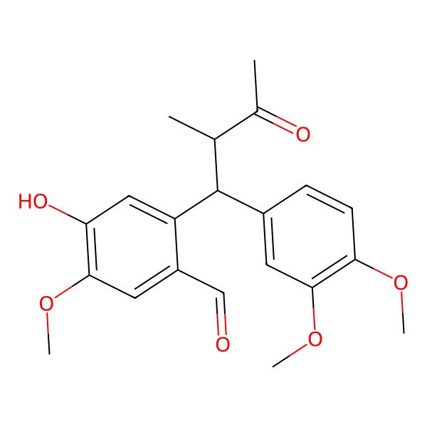 2D Structure of 2-[(1R,2R)-1-(3,4-dimethoxyphenyl)-2-methyl-3-oxobutyl]-4-hydroxy-5-methoxybenzaldehyde