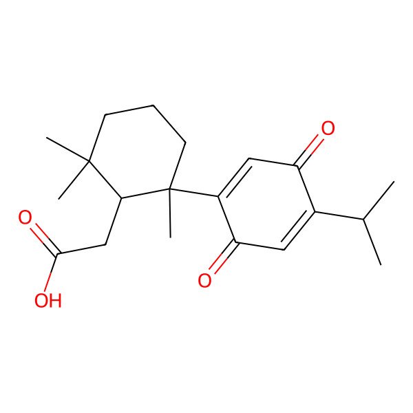 2D Structure of 2-[(1R,2R)-2-(3,6-dioxo-4-propan-2-ylcyclohexa-1,4-dien-1-yl)-2,6,6-trimethylcyclohexyl]acetic acid