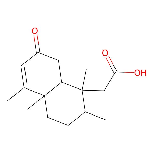 2D Structure of 2-[(1R,2R,4aR,8aS)-1,2,4a,5-tetramethyl-7-oxo-3,4,8,8a-tetrahydro-2H-naphthalen-1-yl]acetic acid