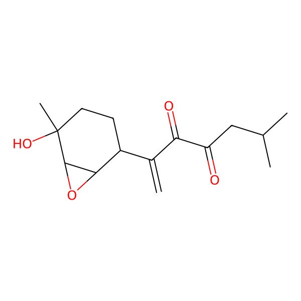 2D Structure of 2-[(1R,2R,5S,6R)-5-hydroxy-5-methyl-7-oxabicyclo[4.1.0]heptan-2-yl]-6-methylhept-1-ene-3,4-dione