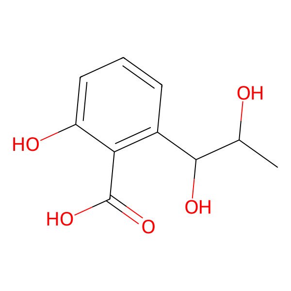 2D Structure of 2-[(1R,2S)-1,2-dihydroxypropyl]-6-hydroxybenzoic acid