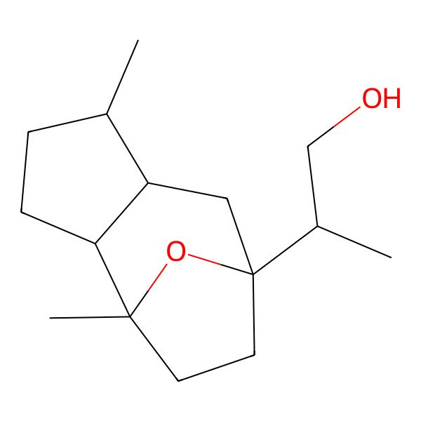2D Structure of 2-[(1R,2S,5S,6S,8S)-1,5-dimethyl-11-oxatricyclo[6.2.1.02,6]undecan-8-yl]propan-1-ol