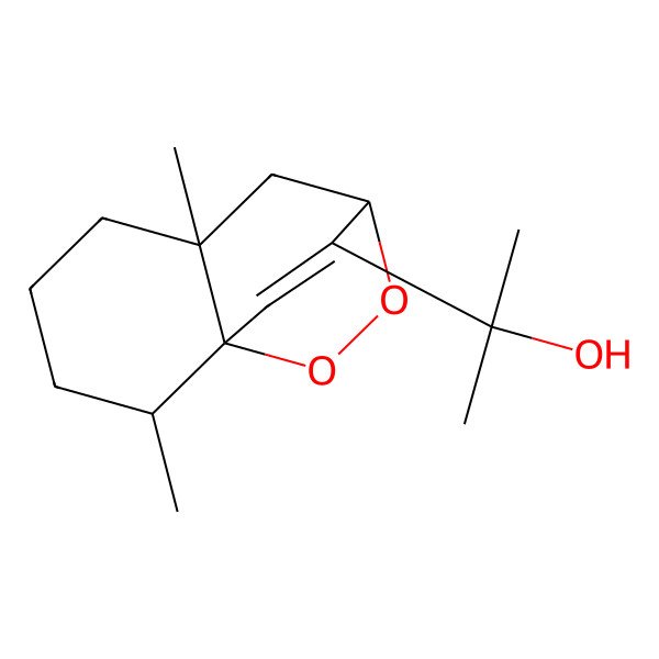 2D Structure of 2-[(1R,2S,6S,8R)-2,6-dimethyl-9,10-dioxatricyclo[6.2.2.01,6]dodec-11-en-12-yl]propan-2-ol