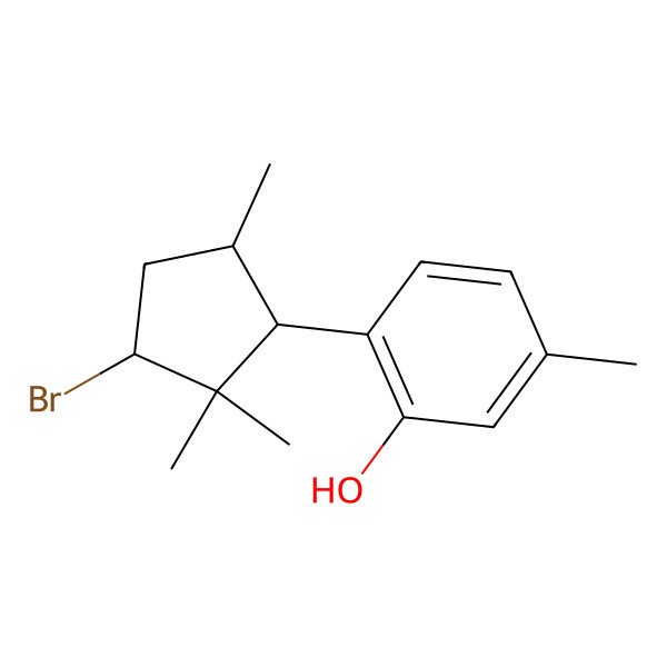 2D Structure of 2-[(1R,3S,5R)-3-bromo-2,2,5-trimethylcyclopentyl]-5-methylphenol