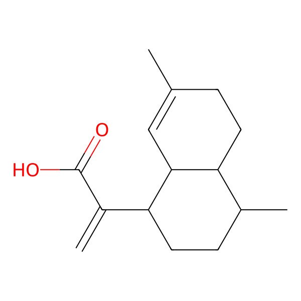 2D Structure of 2-[(1R,4R,4aS,8aS)-4,7-dimethyl-1,2,3,4,4a,5,6,8a-octahydronaphthalen-1-yl]prop-2-enoic acid