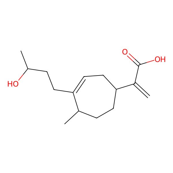 2D Structure of 2-[(1R,5S)-4-[(3S)-3-hydroxybutyl]-5-methylcyclohept-3-en-1-yl]prop-2-enoic acid
