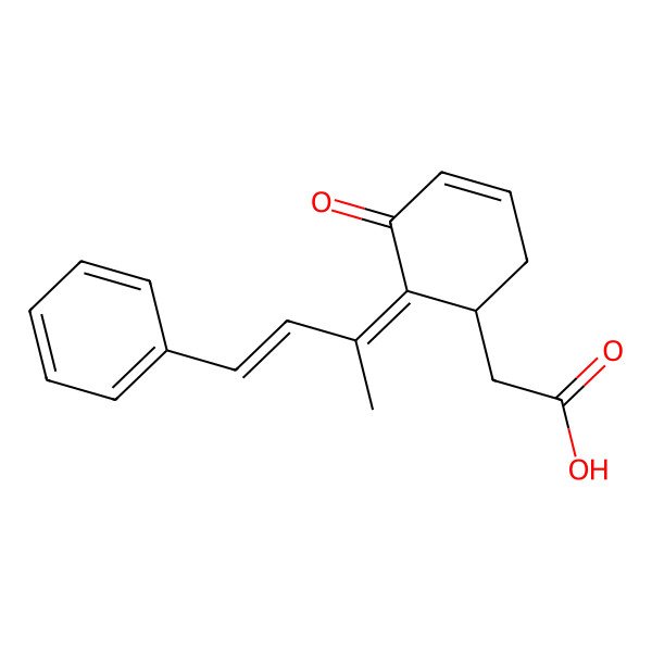 2D Structure of 2-[(1R,6E)-5-oxo-6-[(E)-4-phenylbut-3-en-2-ylidene]cyclohex-3-en-1-yl]acetic acid