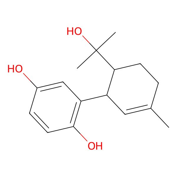 2D Structure of 2-[(1R,6S)-6-(2-hydroxypropan-2-yl)-3-methylcyclohex-2-en-1-yl]benzene-1,4-diol