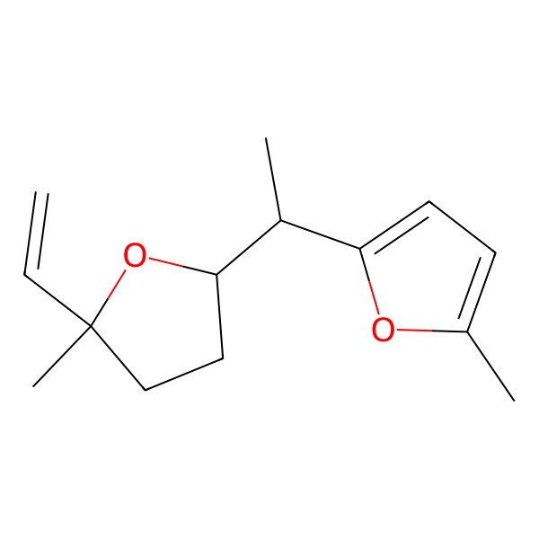 2D Structure of 2-[(1S)-1-[(2R,5R)-5-ethenyl-5-methyloxolan-2-yl]ethyl]-5-methylfuran