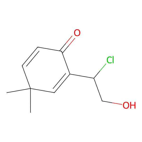2D Structure of 2-[(1S)-1-chloro-2-hydroxyethyl]-4,4-dimethylcyclohexa-2,5-dien-1-one