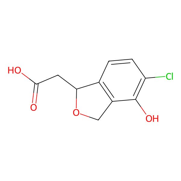 2D Structure of 2-[(1S)-5-chloro-4-hydroxy-1,3-dihydro-2-benzouran-1-yl]acetic acid