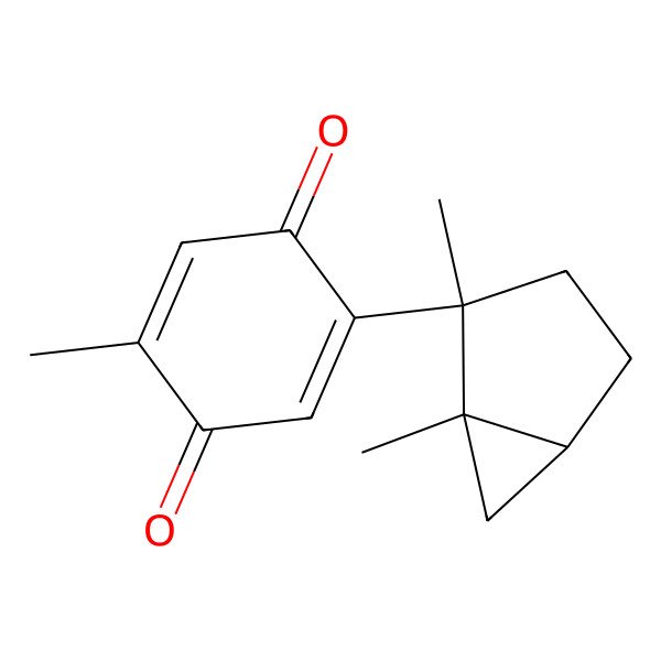 2D Structure of 2-[(1S,2R,5R)-1,2-dimethyl-2-bicyclo[3.1.0]hexanyl]-5-methylcyclohexa-2,5-diene-1,4-dione