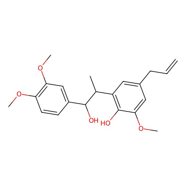2D Structure of 2-[(1S,2S)-1-(3,4-dimethoxyphenyl)-1-hydroxypropan-2-yl]-6-methoxy-4-prop-2-enylphenol
