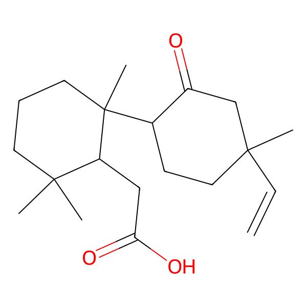 2D Structure of 2-[(1S,2S)-2-[(1R,4S)-4-ethenyl-4-methyl-2-oxocyclohexyl]-2,6,6-trimethylcyclohexyl]acetic acid