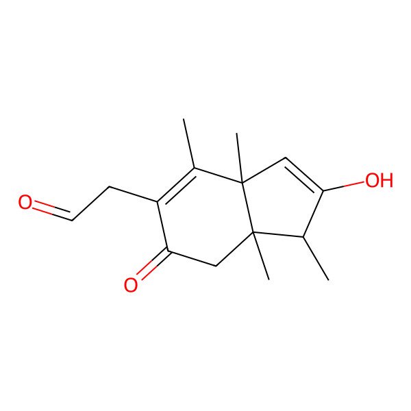 2D Structure of 2-[(1S,3aR,7aS)-2-hydroxy-1,3a,4,7a-tetramethyl-6-oxo-1,7-dihydroinden-5-yl]acetaldehyde