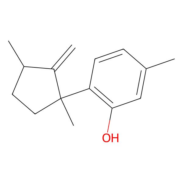 2D Structure of 2-[(1S,3R)-1,3-dimethyl-2-methylidenecyclopentyl]-5-methylphenol