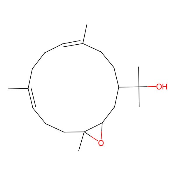 2D Structure of 2-[(1S,3R,6E,10E,14R)-6,10,14-trimethyl-15-oxabicyclo[12.1.0]pentadeca-6,10-dien-3-yl]propan-2-ol