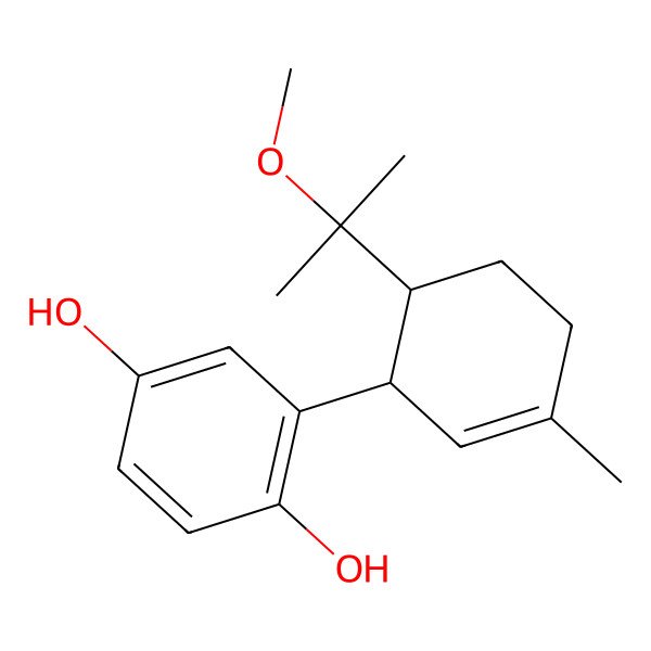 2D Structure of 2-[(1S,6S)-6-(2-methoxypropan-2-yl)-3-methylcyclohex-2-en-1-yl]benzene-1,4-diol